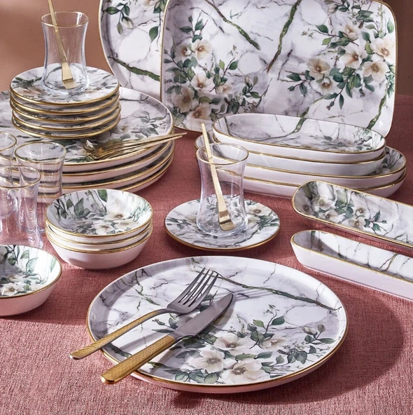 Fecra Monza 35 Parça Gold Fileli Kahvaltı Seti - 3