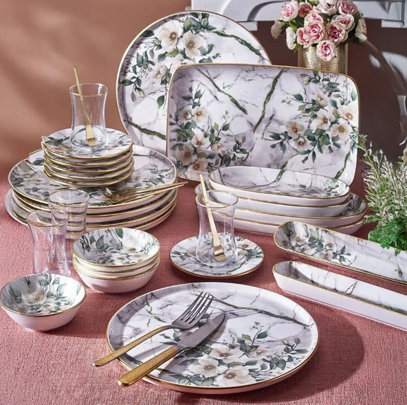 Fecra Monza 35 Parça Gold Fileli Kahvaltı Seti