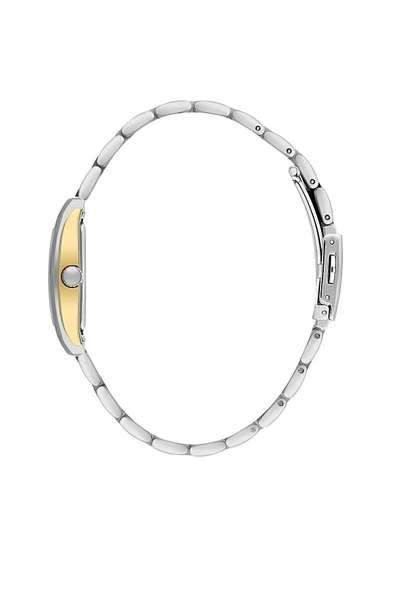 Gümüş-Gold Çelik Kordon,Yeşil,Su Geçirmez, Dikdörtgen, Klasik Kadın Kol Saati-4 - Resim 2