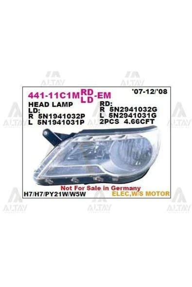 DEPO 44111C1RMLDEM Far Sağ Tiguan Motorlu ürün görseli