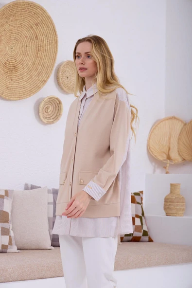 HIRKA GÖRÜNÜMLÜ DÜĞMELİ TUNİK - 5