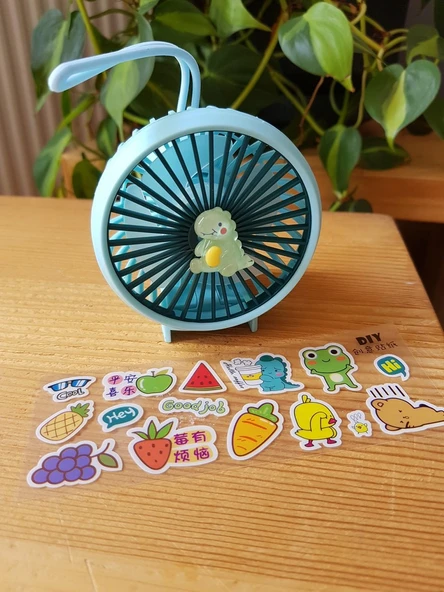 Brokoli Home Şarjli Mini El Fanı Masa Fanı Soğutucu Masa Üstü Vantilatör Usb Mavi Kendin Tasarla - 3