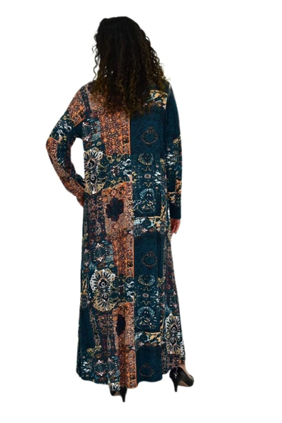 Kadın Uzun Kol Likralı Viskon Elbise BGL-ST04673 - Resim 10