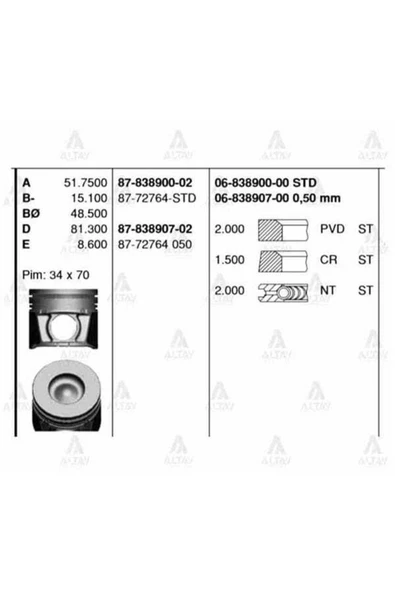Goetze 06 Iss -838900-0 Segman Std Mazda Bt-50 -ranger - - 1