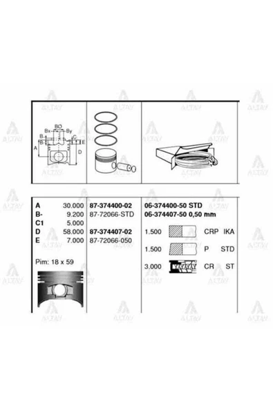 Goetze 06 Iss -374400-50 Segman Std 2e 1300 Corolla ürün görseli