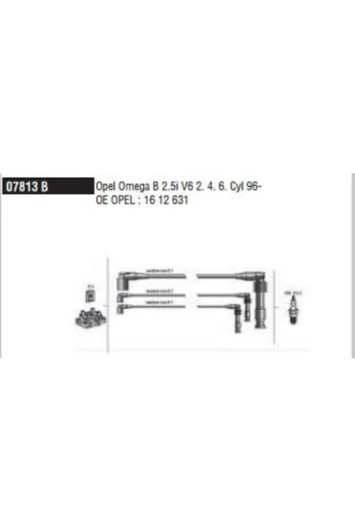 Doduco 7813B BUJI KABLO SETI ( OPEL   OMEGA B 2.5i V6 2-4-6 SILINDIR 96- ) ürün görseli 1