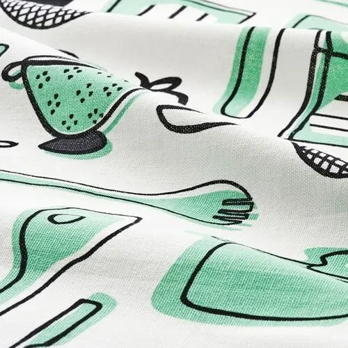 IKEA Rınnıg Mutfak Kurulama Bezi 4 Adet Beyaz Yeşil Desenli 45x60 Cm %100 Pamuk - 4