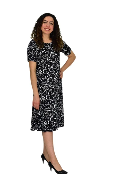 Kadın Kısa Kol Likralı Viskon Elbise BGL-ST04671 - Resim 10