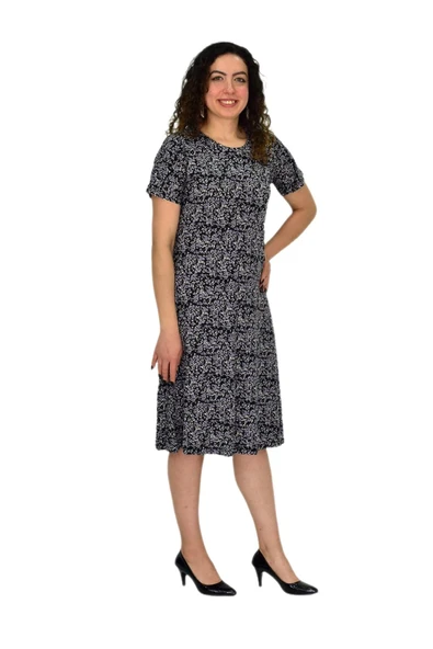 Kadın Kısa Kol Likralı Viskon Elbise BGL-ST04671 - Resim 11