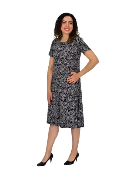 Kadın Kısa Kol Likralı Viskon Elbise BGL-ST04671 - Resim 7