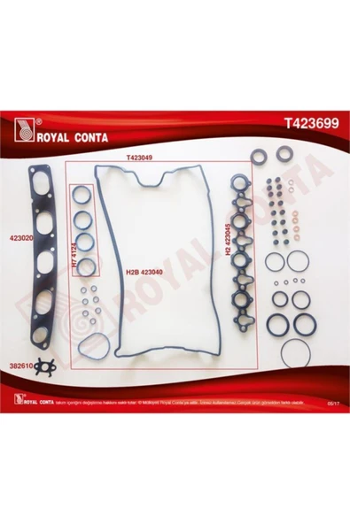 Royal T423699 Motor Takım Conta Üst Keçelı - Reınz Sub.last - Silindir Kapak Contası Sız Master