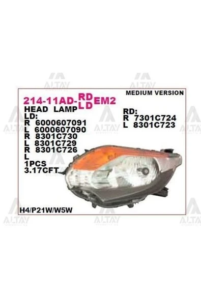 DEPO 21411ADLLDEM2 214-11adl-ldem2 Ön Far Sol- Siyah - Mitsubishi L200 15- Fiat Fullback 15-