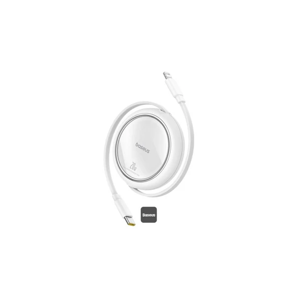 Baseus P10364501211-00 Free2Pull Makaralı Şarj Kablosu USB-C-Lightning 20W 1m. - Beyaz