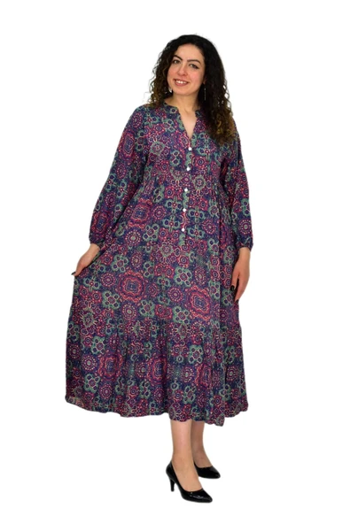 Kadın Empirme Uzun Kol Elbise BGL-ST04670 - Resim 2