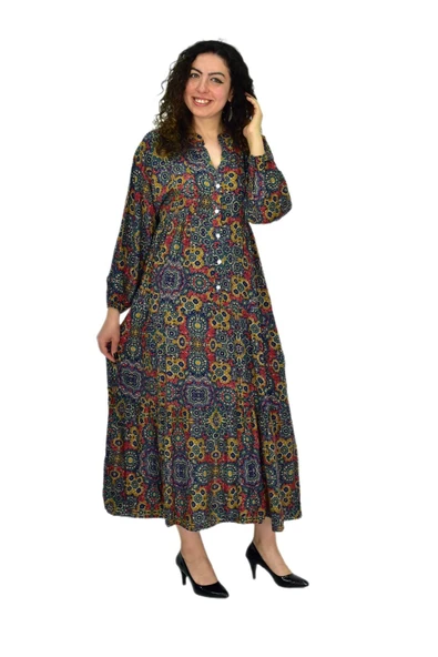 Kadın Empirme Uzun Kol Elbise BGL-ST04670 - Resim 6