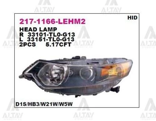 DEPO 2171166LLEHM2 Ön Far Sol Siyah Xenonlu Tip Honda Accord 08-10