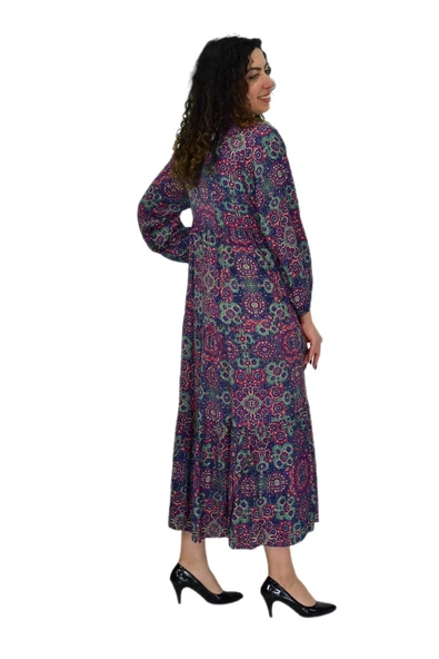 Kadın Empirme Uzun Kol Elbise BGL-ST04670 - Resim 7