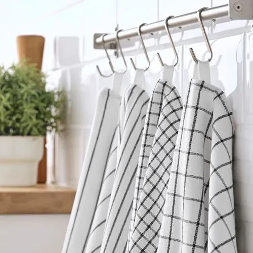 IKEA Rınnıg Mutfak Kurulama Bezi 4 Adet Beyaz Koyu Gri 45x60 Cm %100 Pamuk - 3