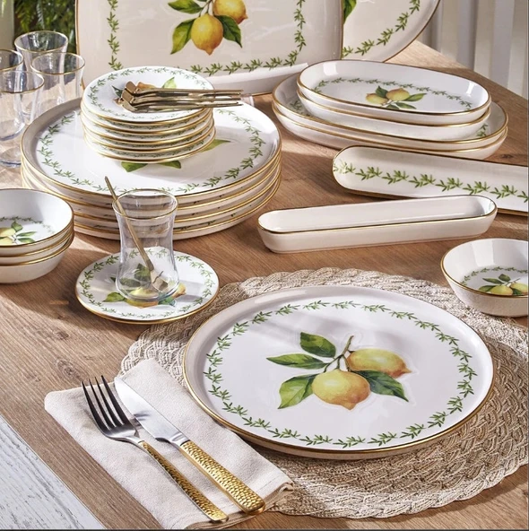 Fecra Lemone 35 Parça Gold Fileli Kahvaltı Seti - 2