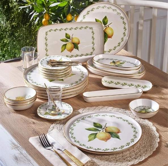 Fecra Lemone 35 Parça Gold Fileli Kahvaltı Seti