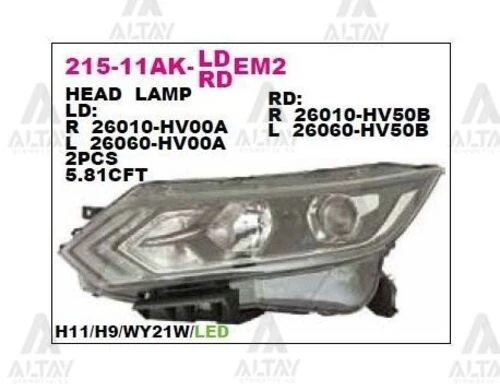 DEPO 21511AKLLDEM2 Ön Far Sol Nissan Qashqai 17- Ledli