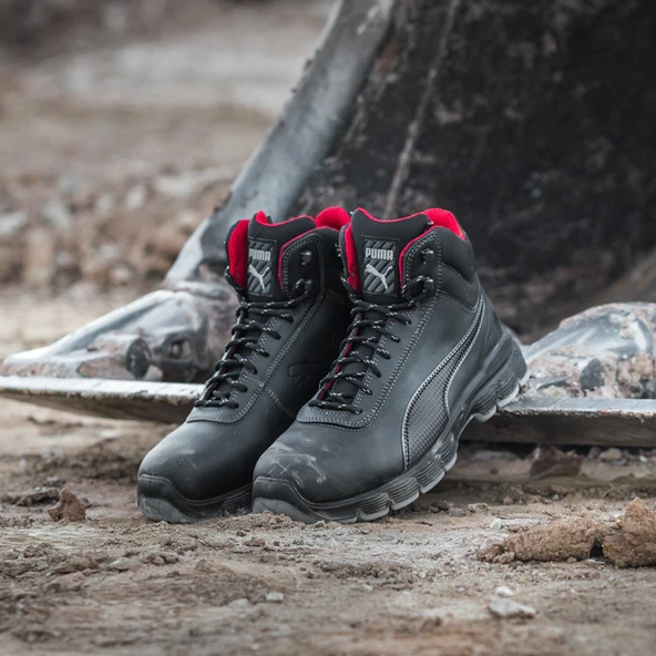 Puma Safety Condor Mid Siyah Çelik Burunlu Nubuk Deri İş Ayakkabısı S3 SRC ESD - 6
