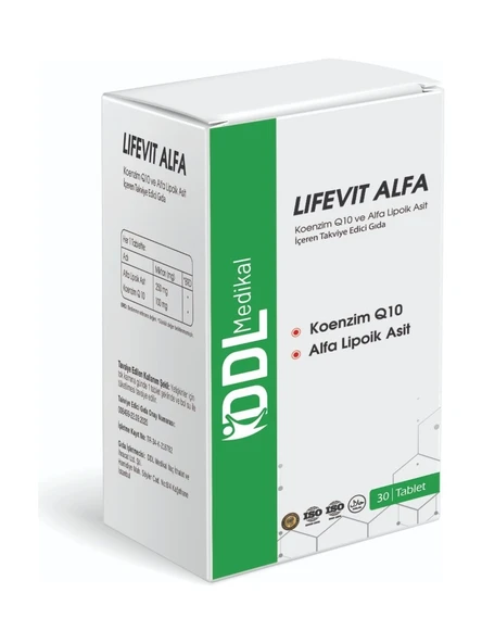 Lifevit Alfa- Koenzim Q10 ve Alfa Lipoik Asit 30 Tablet ürün görseli