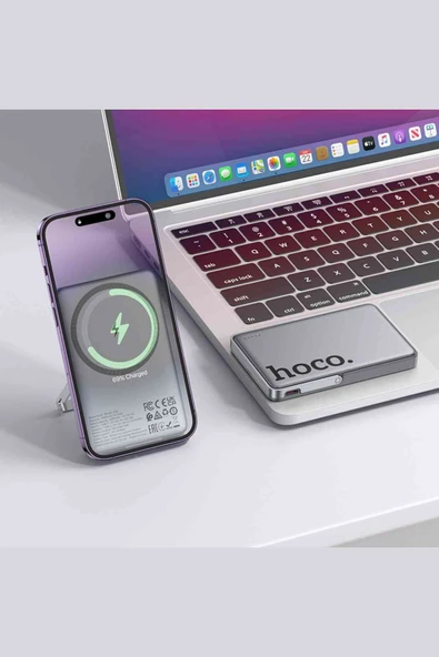 Hoco Q36 Sunlight 5.000 mAh 20W Type-C Çıkışlı PD Kablosuz Şarj Özellikli Standlı Powerbank - 3