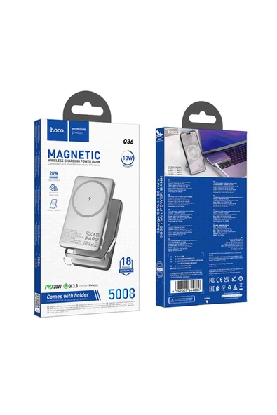 Hoco Q36 Sunlight 5.000 mAh 20W Type-C Çıkışlı PD Kablosuz Şarj Özellikli Standlı Powerbank - 8
