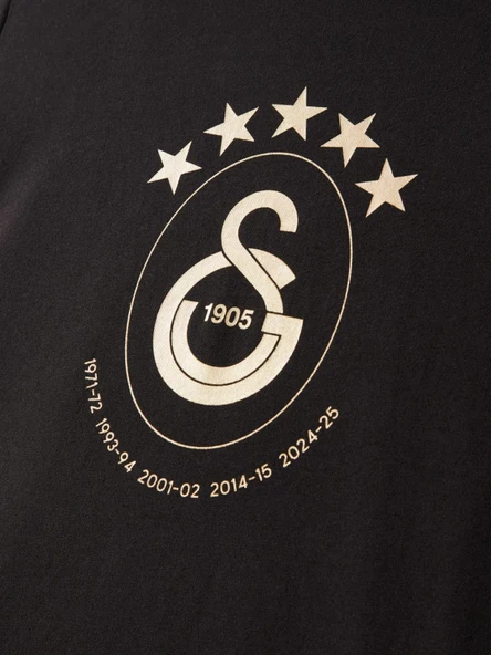 Galatasaray Lisanslı 5 Yıldız Siyah Şampiyonluk T-Shirt - 5