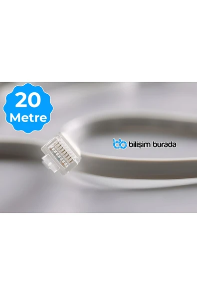 20 Metre 23 Awg Cat6 Bilgisayar, Modem ,IP Kamera Rj45 Ethernet Patch Network Data Internet Kablosu
