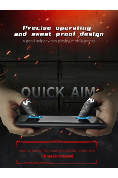 Memo E Spor PUBG Mobil Oyun Parmaklık Eldiveni Hassas Dokunma Karbon Fiber Kumaş 2 Adet 1 Çift - 3