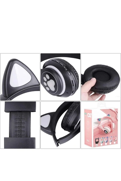 Led Işıklı Stn28 Kedi Kulak Bluetooth Wireless Kulaklık Kedi Kulak Sevimli Kablosuz - 7