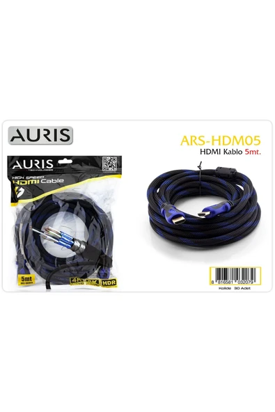 ARS-HDM5 5 mt Örgülü 8K HDR HDMI Kablo