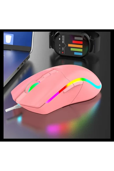 BİLİŞİM BURADA QS-301 PEMBE 7200 DPI OYUNCU MOUSE - 3