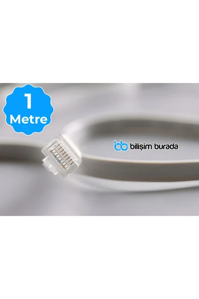 1 Metre 23 Awg Cat6 Bilgisayar, Modem ,IP Kamera Rj45 Ethernet Patch Network Data Internet Kablosu