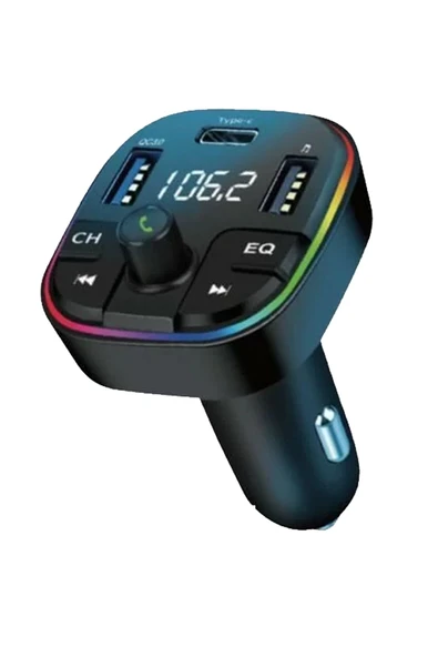 20W Şarj Özellikli Dijital Göstergeli Bluetooth Fm Transmitter Işıklı