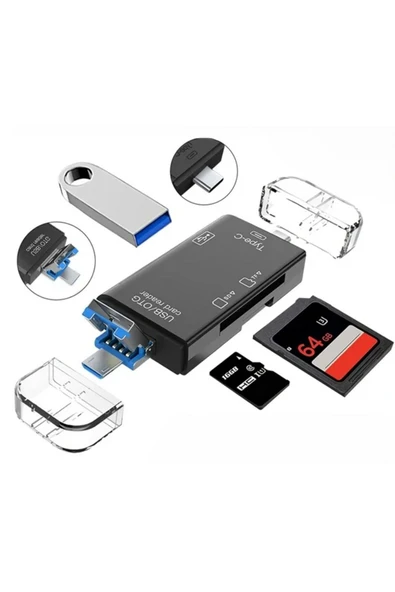 BİLİŞİM BURADA ZR826 ATUD-05 6 İN 1 OTG CARD READER