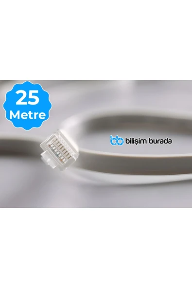 25 Metre 23 Awg Cat6 Bilgisayar, Modem ,IP Kamera Rj45 Ethernet Patch Network Data Internet Kablosu