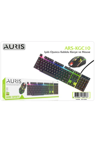 ARS-KGC10 Işıklı Oyuncu Kablolu Klavye ve Mouse Set