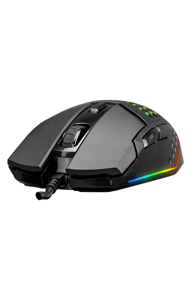 SM-GX19 ANGARD Usb RGB Işıklı Makrolu 7200DPI Örgü Kablolu Gaming Oyuncu Mouse - 2