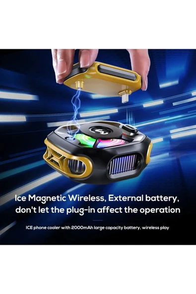 Memo Cx12 Manyetik Rgb Oyun Soğutucu, Pubg Için Powerbankli Otg Hediyeli Kablosuz Radyatör Fan - 7