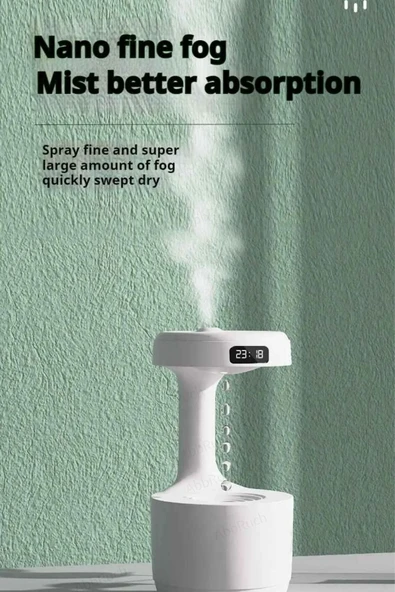 LZ599 Yer çekimi Nemlendirici Led Saat Göstergeli 36db Sessiz Gezinti Su Damlacık Geri Akış Yaratıcı - 4