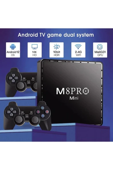 M8 PRO Mini 2.4G 10K ultra HD 64 GB TV BOX Android TV GAME BOX android 12.1 TV 2 Adet Oyun Konsolu - 3