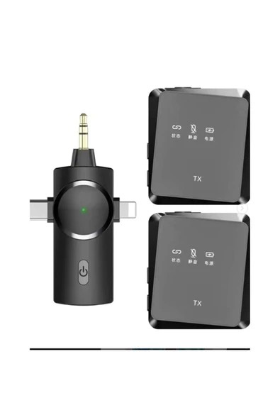 BİLİŞİM BURADA ZR503 JACK GİRİŞLİ LİGHTNİNG TYPE-C İKİLİ KARE MİKROFON