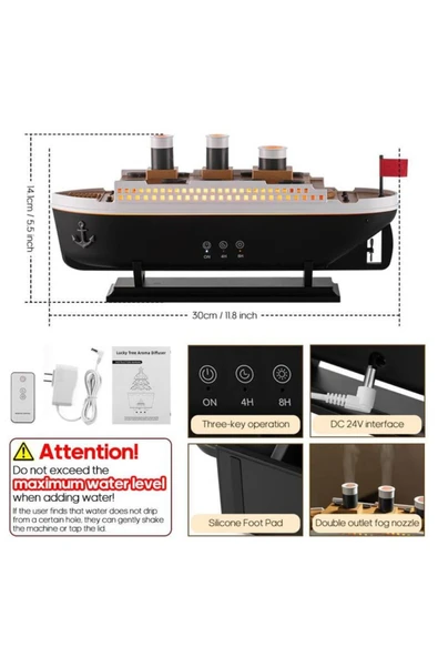 Titanic Gemi ModeliHava Nemlendirici Uçucu Yağ Difüzörü Denizanası Duman Halkası Sprey AROMA YAYICI - 3