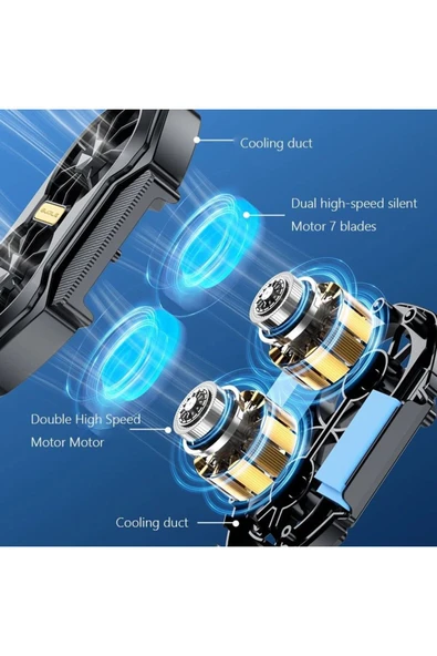 FS01 çift Fan şarj edilebilir cep telefonu soğutucu uzun ömürlü güçlü soğutma hava soğutma - 3