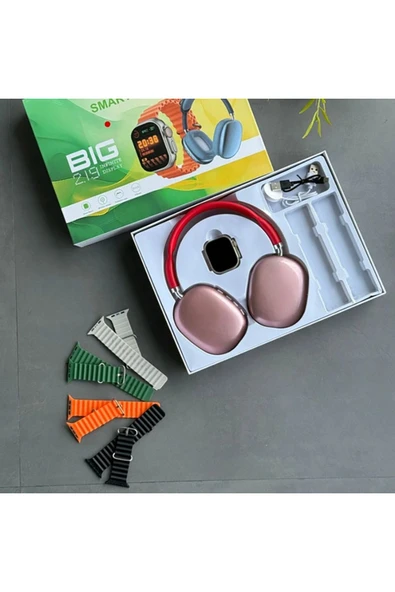 H27 Ultra 3 Akıllı Saat 2,19 Ekran Nfc Gps, Bluetooth Kulaklık ve 4 Kordon Hediyeli Kombinasyon Set