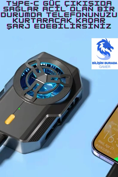 Bilişim Burada S17 2400mAh Yarı İletken Mobil Oyun Kablosuz Telefon Soğutucu Fan - 3