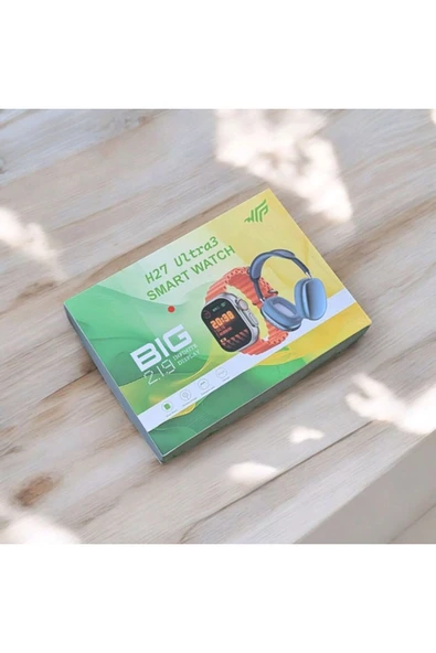 H27 Ultra 3 Akıllı Saat 2,19 Ekran Nfc Gps, Bluetooth Kulaklık ve 4 Kordon Hediyeli Kombinasyon Set - 4